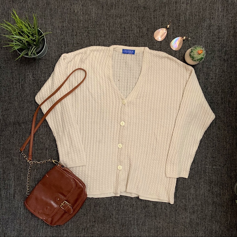 Vintage Cream Knit Cardigan